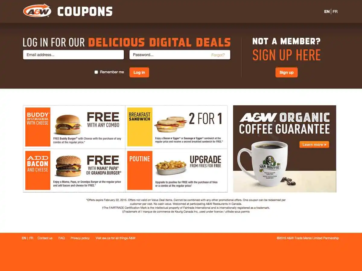 A&W Coupons